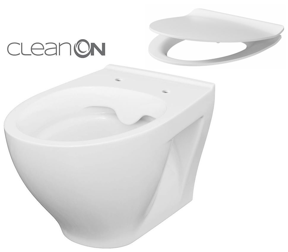 Moduo mísa závěsná set 934 Clean On se sedátkem slim duroplast antibakteriální soft close easy off tlačítko
