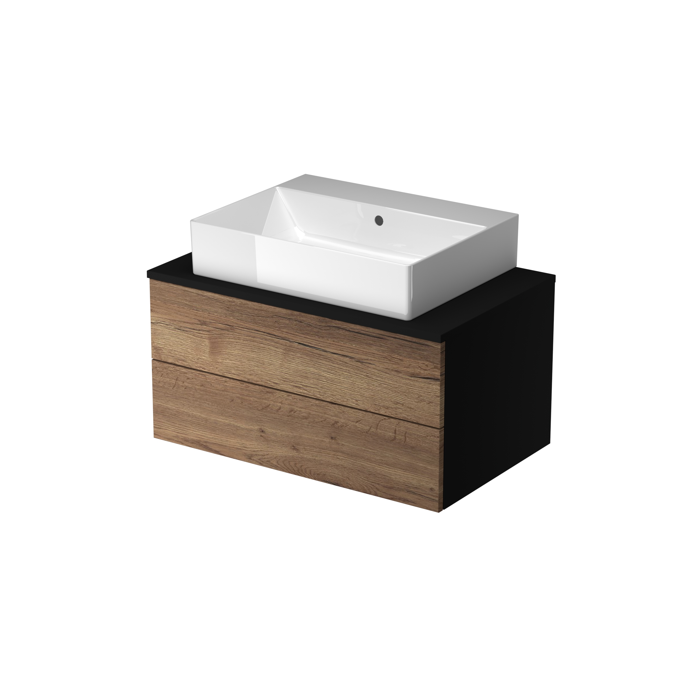 Module SZZ2 80 koupelnová skříňka GRAPHITE/TOBACCO s umyvadlem KUBE