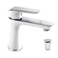 Baterie Novaservis Nobless Tina umyvadlová, s výpustí, bílá-chrom, 38003,1