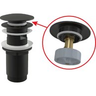 Výpust umyvadlová Alcadrain černá CLICK/CLACK 5/4" celokovová s přepadem, velká zátka A392BLACK