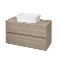 Crea 100 dub skříňka s deskou, umyvadlo Crea na desku hranaté 50