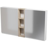 Nábytkový set Cersanit Moduo 140, skříňka 60 zrcadlová závěsná bílá 2x, skříňka 20 horní závěsná otevřená dub