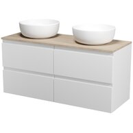 Nábytkový set Cersanit Moduo 120, skříňka 60 pod desku bílá 2x, deska 120 horní dub, umyvadlo Moduo 40 na desku kulaté bílé 2x