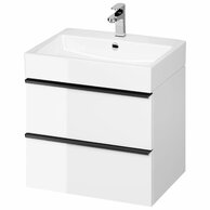 Nábytkový set Cersanit Virgo 60, skříňka 60 pod umyvadlo bílá, úchytky černé, umyvadlo Virgo 60 nábyttkové bílé