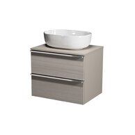 Nábytkový set Cersanit Virgo 60, skříňka 60 s deskou šedá, úchytky chrom, umyvadlo Moduo 50 na desku oválné bílé