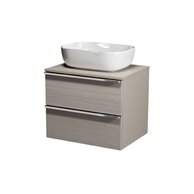 Nábytkový set Cersanit Virgo 60, skříňka 60 s deskou šedá, úchytky chrom, umyvadlo Moduo 50 na desku obdélníkové bílé