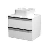 Virgo 60 bílá skříňka úchyt černá, umyvadlo Crea na desku hranaté 35