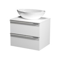 Virgo 60 bílá skříňka úchyt chrom, umyvadlo Moduo na desku nepravidelné 50