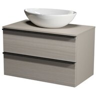 Nábytkový set Cersanit Virgo 80, skříňka 80 s deskou šedá, úchytky černé, umyvadlo Moduo 50 na desku nepravidelné bílé