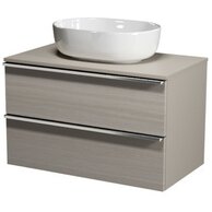 Nábytkový set Cersanit Virgo 80, skříňka 80 s deskou šedá, úchytky chrom, umyvadlo Moduo 50 na desku oválné bílé