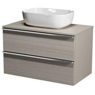 Nábytkový set Cersanit Virgo 80, skříňka 80 s deskou šedá, úchytky chrom, umyvadlo Moduo 50 na desku obdélníkové bílé