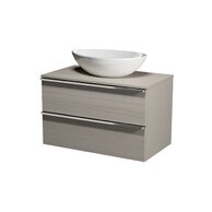 Nábytkový set Cersanit Virgo 80, skříňka 80 s deskou šedá, úchytky chrom, umyvadlo Moduo 50 na desku nepravidelné bílé