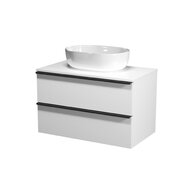 Nábytkový set Cersanit Virgo 80, skříňka 80 s deskou bílá, úchytky chrom, umyvadlo Moduo 50 na desku oválné bílé