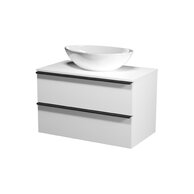 Nábytkový set Cersanit Virgo 80, skříňka 80 s deskou bílá, úchytky chrom, umyvadlo Moduo 50 na desku nepravidelné bílé