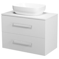 Nábytkový set Cersanit Larga 80, skříňka 80 pod desku bílá, deska 80 horní bílá, umyvadlo Larga 50 na desku obdélníkové bílé, úchytky chrom