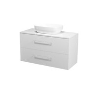 Nábytkový set Cersanit Larga 100, skříňka 100 pod desku bílá, deska 100 horní bílá, umyvadlo Larga 50 na desku obdélníkové bílé, úchytky chrom