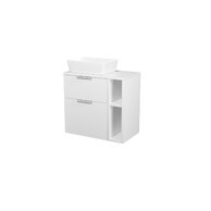 Skřííňka Cersanit City 60 pod desku bílá, skříňka 20 pod desku otevřená bílá, deska 80 horní bílá, umyvadlo City 60 na desku obdélníkové bílé, úchytky chrom