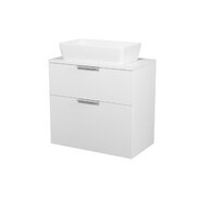 Nábytkový set Cersanit City 80, skříňka 80 bílá, deska 80 horní bílá, umyvadlo City 60 na desku obdélníkové bílé,úchytky chrom