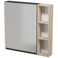 Nábytkový set Cersanit Moduo 80, skříňka 60 zrcadlová závěsná antracitová, skříňka 20 horní závěsná otevřená dub