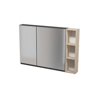 Nábytkový set Cersanit Moduo 120, skříňka 40 zrcadlová závěsná antracitová, skříňka 60 zrcadlová závěsná antracitová , skříňka 20 horní závěsná dub