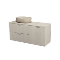 Nábytkový set Cersanit Tirso 120, skříňka 80 pod desku kašmír, skříňka 40 pod desku s dvířky kašmír, deska 120 horní kašmír, umyvadlo Moduo 50 na desku oválné béžové, výpust umyvadlová béžová