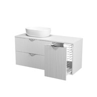 Nábytkový set Cersanit Tirso 120, skříňka 80 pod desku bílá matná, skříňka 40 pod desku s košem na prádlo bílá matná, deska 120 horní bílá matná, umyvadlo Moduo 50 na desku oválné bílé, výpust umyvadlová bílá