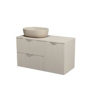 Nábytkový set Cersanit Tirso 100, skříňka 60 pod desku kašmír, skříňka 40 pod desku s dvířky kašmír, deska 100 horní kašmír, umyvadlo Moduo 50 na desku oválné béžové, výpust umyvadlová béžová