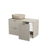 Nábytkový set Cersanit Tirso 100, skříňka 60 pod desku kašmír, skříňka 40 pod desku s košem na prádlo kašmír, deska 100 horní kašmír, umyvadlo Moduo 50 na desku oválné béžové, výpust umyvadlová béžová