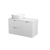 Nábytkový set Cersanit Larga 100, skříňka 60 pod desku bílá matná, skříňka 40 pod desku s dvířky bílá matná, deska 100 horní bílá matná, umyvadlo Moduo 50 na desku oválné bílé, výpust umyvadlová bílá