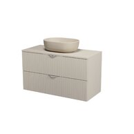 Nábytkový set Cersanit Tirso 100, skříňka 100 pod desku kašmír, deska 100 horní kašmír, umyvadlo Moduo 50 na desku oválné béžové, výpust umyvadlová béžová