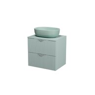 Nábytkový set Cersanit Tirso 60, skříňka 60 pod desku fjord, deska 60 horní fjord, umyvadlo Moduo 50 na desku oválné zelené matné, výpust umyvadlová zelená matná