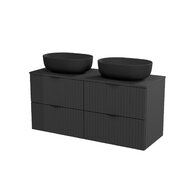 Nábytkový set Cersanit Tirso 120, skříňka 60 pod desku černá 2x , deska 120 horní černá, umyvadlo Moduo 50 na desku oválné antracitové 2x, výpust umyvadlová antracitová 2x