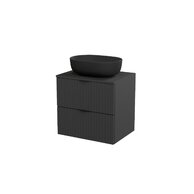 Nábytkový set Cersanit Tirso 60, skříňka 60 pod desku černá, deska 60 horní černá, umyvadlo Moduo 50 na desku oválné antracitové, výpust umyvadlová antracitová