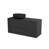 Nábytkový set Cersanit Tirso 120, skříňka 80 pod desku černá, skříňka 40 pod desku s dvířky černá, deska 120 horní černá, umyvadlo Moduo 50 na desku oválné antracitové, výpust umyvadlová antracitová