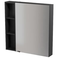 Nábytkový set Cersanit Larga 80, skříňka 60 zrcadlová závěsná antracitová, skříňka 20 závěsná horní otevřená antracitová