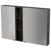 Nábytkový set Cersanit Larga 120, skříňka 60 zrcadlová závěsná antracitová, skříňka 40 zrcadlová závěsná antracitová, skříňka 20 závěsná horní otevřená antracitová