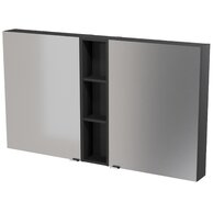 Nábytkový set Cersanit Larga 140, skříňka 60 zrcadlová závěsná antracitová 2x, skříňka 20 závěsná horní otevřená antracitová