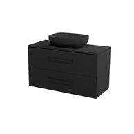 Nábytkový set Cersanit Larga 100, skříňka 100 pod desku antracitová, deska 100 horní antracitová, umyvaldo Larga 50 na desku obdélníkové antracit, úchytky černé