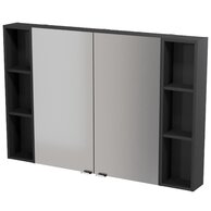 Nábytkový set Cersanit Larga 120, skříňka 40 zrcadlová závěsná antracitová, skříňka 40 zrcadlová závěsná antracitová; skříňka 20 závěsná horní otevřená antracitová 2x