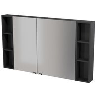 Nábytkový set Cersanit Larga 140, skříňka 60 zrcadlová závěsná antracitová, skříňka 40 zrcadlová závěsná antracitová, skříňka 20 závěsná horní otevřená antracitová 2x