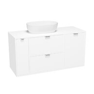 Nábytkový set Cersanit Atrato 120, skříňka 60 pod desku bílá, skříňka 20 cargo pod desku bílá, skříňka 40 s košem pod desku bílá, deska 120 bílá, umyvadlo Moduo 50 na desku oválné bílé