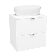 Nábytkový set Cersanit Atrato 60, skříňka 60 pod desku bílá, deska 60 bílá, umyvadlo Moduo 50 na desku oválné bílé