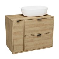 Nábytkový set Cersanit Atrato 80, skříňka 60 pod desku dub, skříňka 20 cargo pod desku dub, deska 80 dub, umyvadlo Moduo 50 na desku oválné bílé