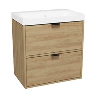 Nábytkový set Cersanit Atrato 60, skříňka 60 pod umyvadlo dub, umyvadlo Moduo 60 nábytkové bílé