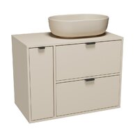 Nábytkový set Cersanit Atrato 80, skříňka 60 pod desku kašmír, skříňka 20 cargo pod desku kašmír, deska 80 kašmír, umyvadlo Moduo 50 na desku oválné béžové