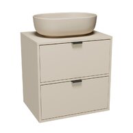 Nábytkový set Cersanit Atrato 60, skříňka 60 pod desku kašmír, deska 60 kašmír, umyvadlo Moduo 50 na desku oválné béžové