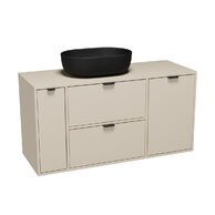 Nábytkový set Cersanit Atrato 120, skříňka 60 pod desku kašmír, skříňka 20 cargo pod desku kašmír, skříňka 40 s košem pod desku kašmír, deska 120 kašmír, umyvadlo Moduo 50 na desku oválné antracit