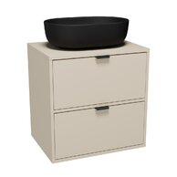 Nábytkový set Cersanit Atrato 60, skříňka 60 pod desku kašmír, deska 60 kašmír, umyvadlo Moduo 50 na desku oválné antracit