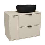 Nábytkový set Cersanit Atrato 80, skříňka 60 pod desku kašmír, skříňka 20 cargo pod desku kašmír, deska 80 kašmír, umyvadlo Moduo 50 na desku oválné antracit