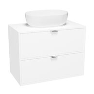 Nábytkový set Cersanit Atrato 80, skříňka 80 pod desku bílá, deska 80 bílá, umyvadlo Moduo 50 na desku oválné bílé